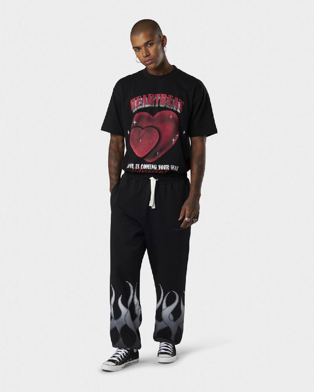 Vision Of Super BLACK PANTS WITH WHITE FLAMES