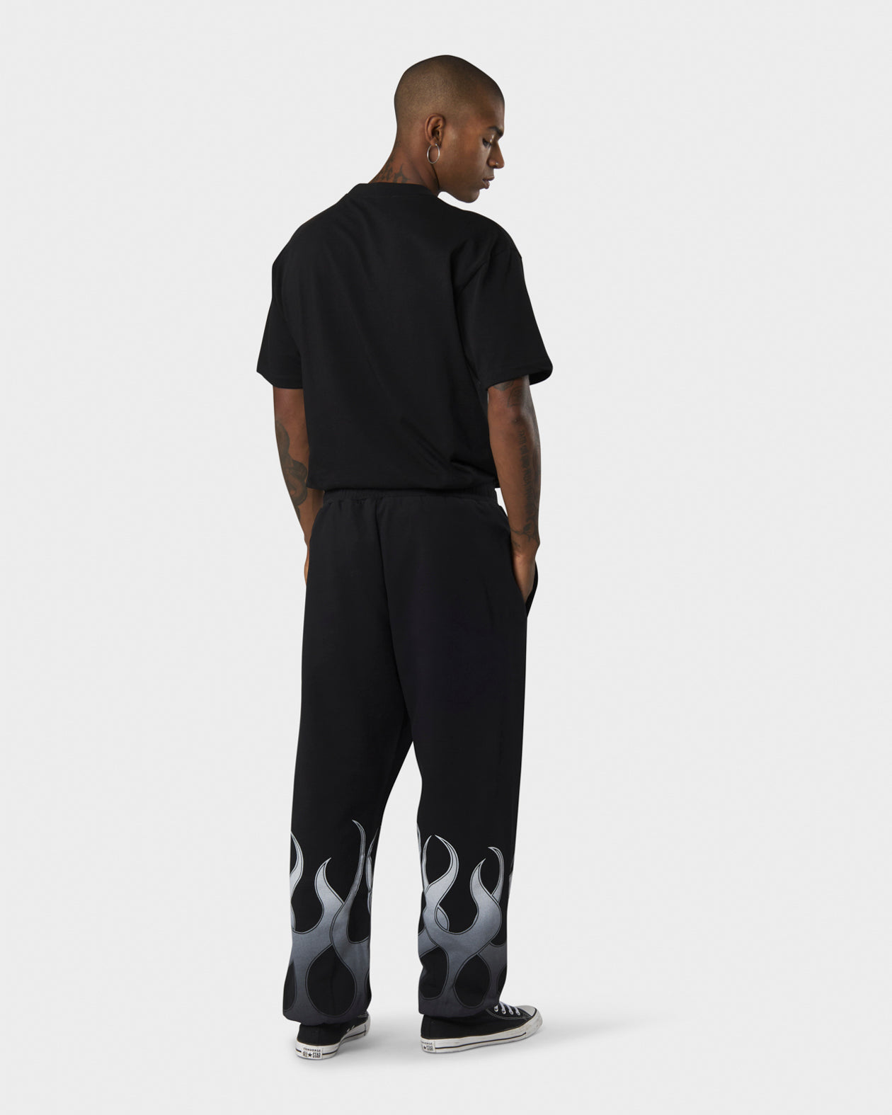 Vision Of Super BLACK PANTS WITH WHITE FLAMES
