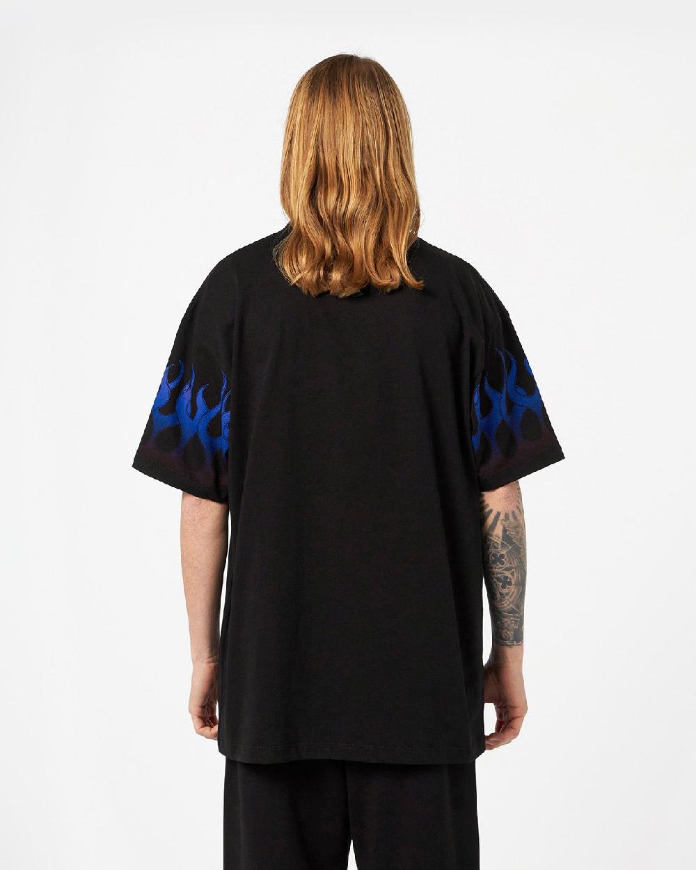 Vision Of Super BLACK T-SHIRT WITH BLUE FLAMES