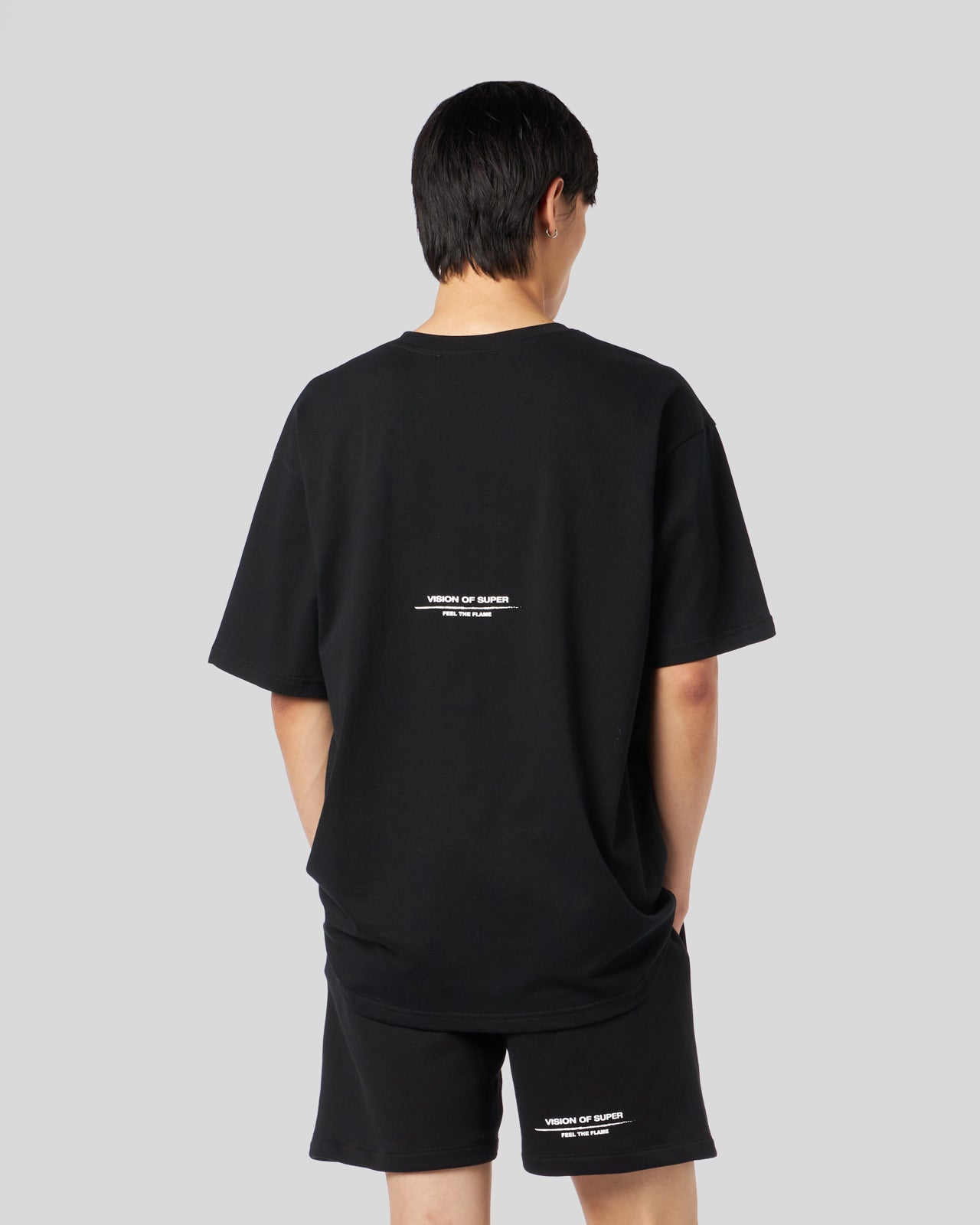 Vision Of Super BLACK T-SHIRT WITH FLAMES LOGO
