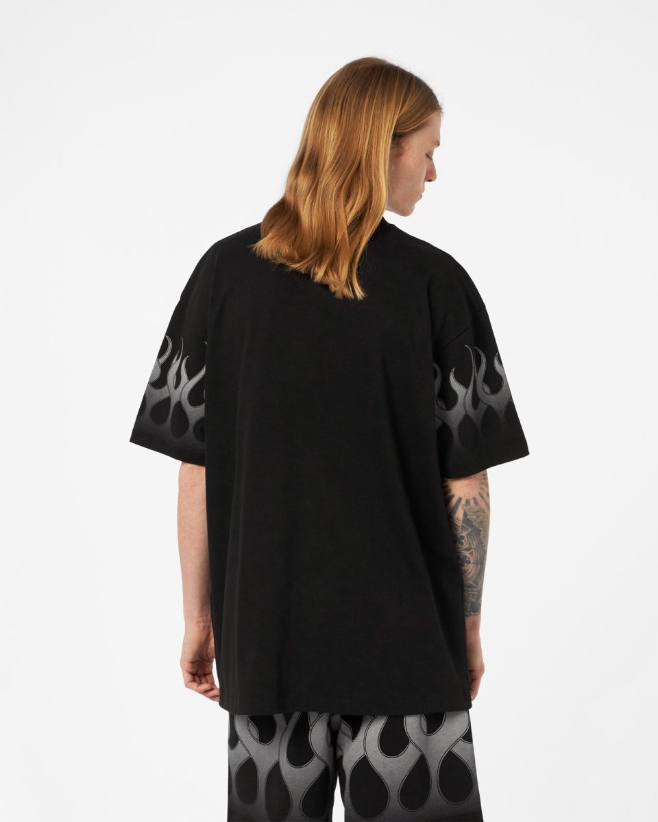 Vision Of Super BLACK T-SHIRT WITH GREY FLAMES