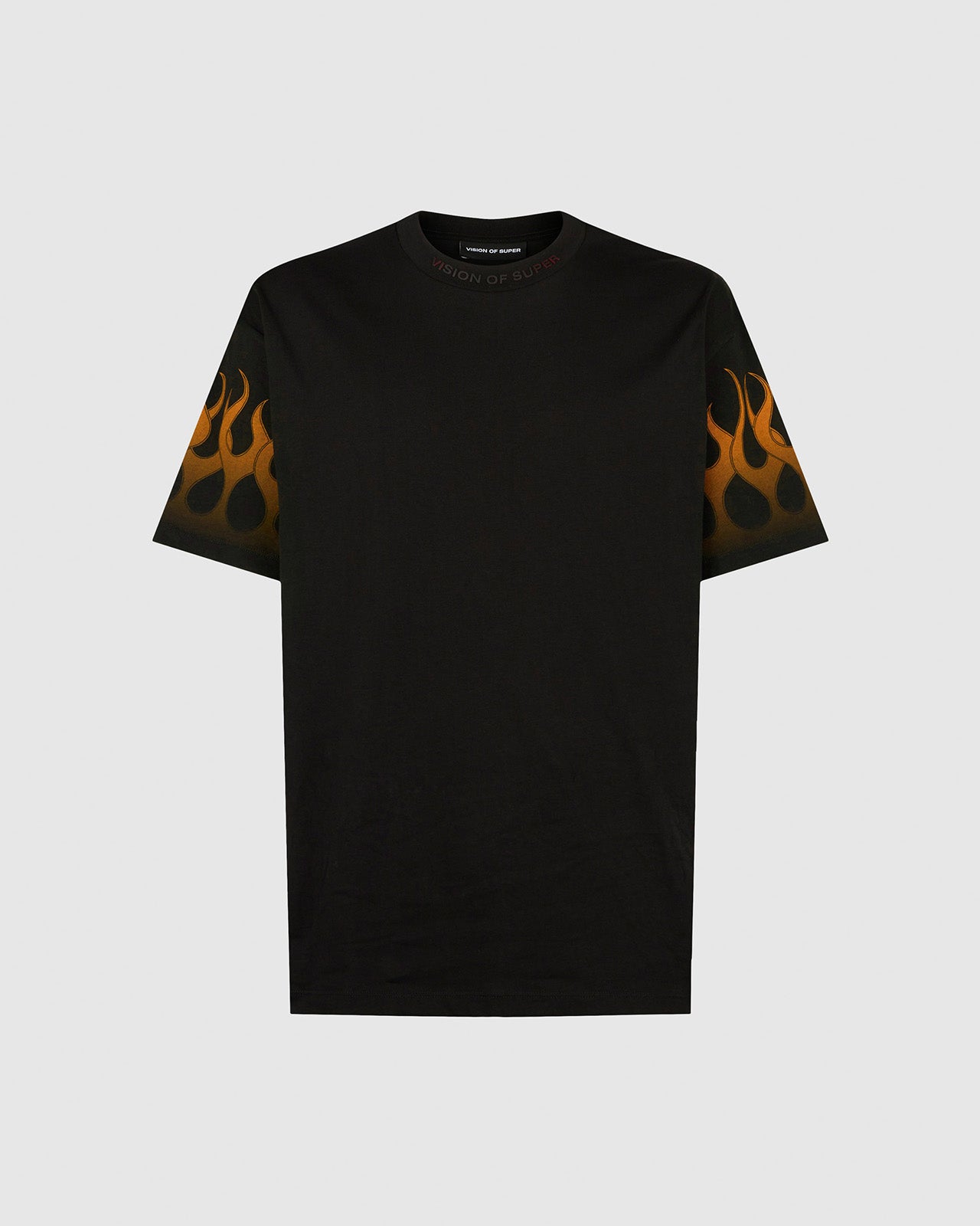 Vision Of Super BLACK T-SHIRT WITH ORANGE FLAMES