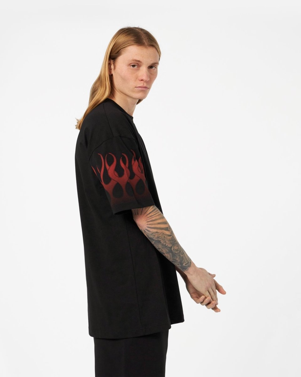Vision Of Super BLACK T-SHIRT WITH RED FLAMES