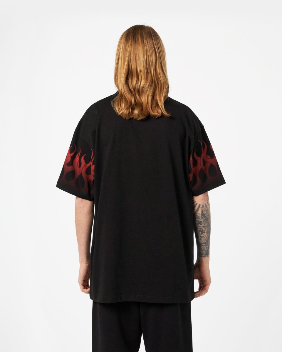 Vision Of Super BLACK T-SHIRT WITH RED FLAMES