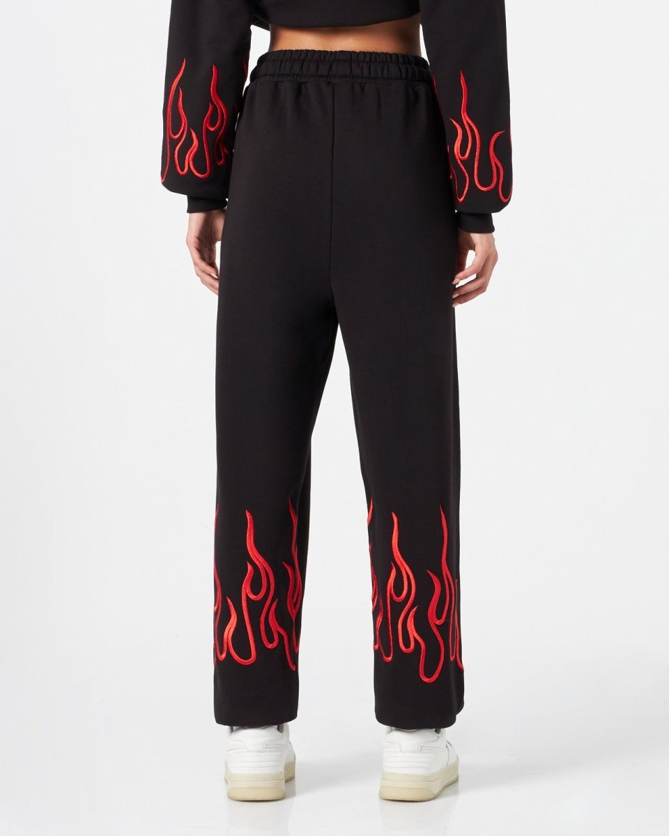Vision Of Super BLACK WOMAN PANTS WITH RED FLAMES