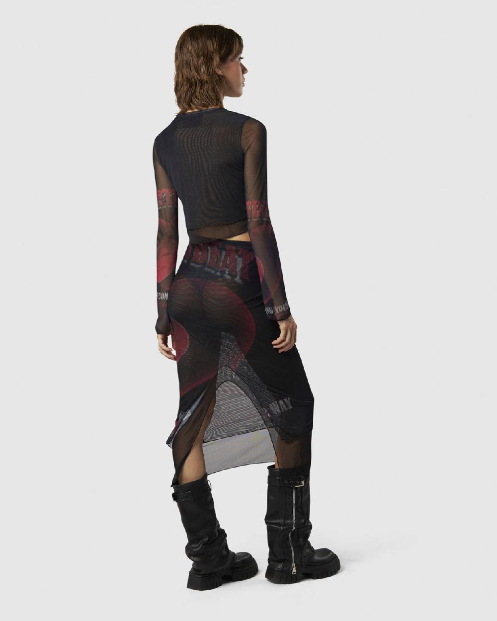 Vision Of Super MIDI SKIRT WITH VELVET HEART PRINT