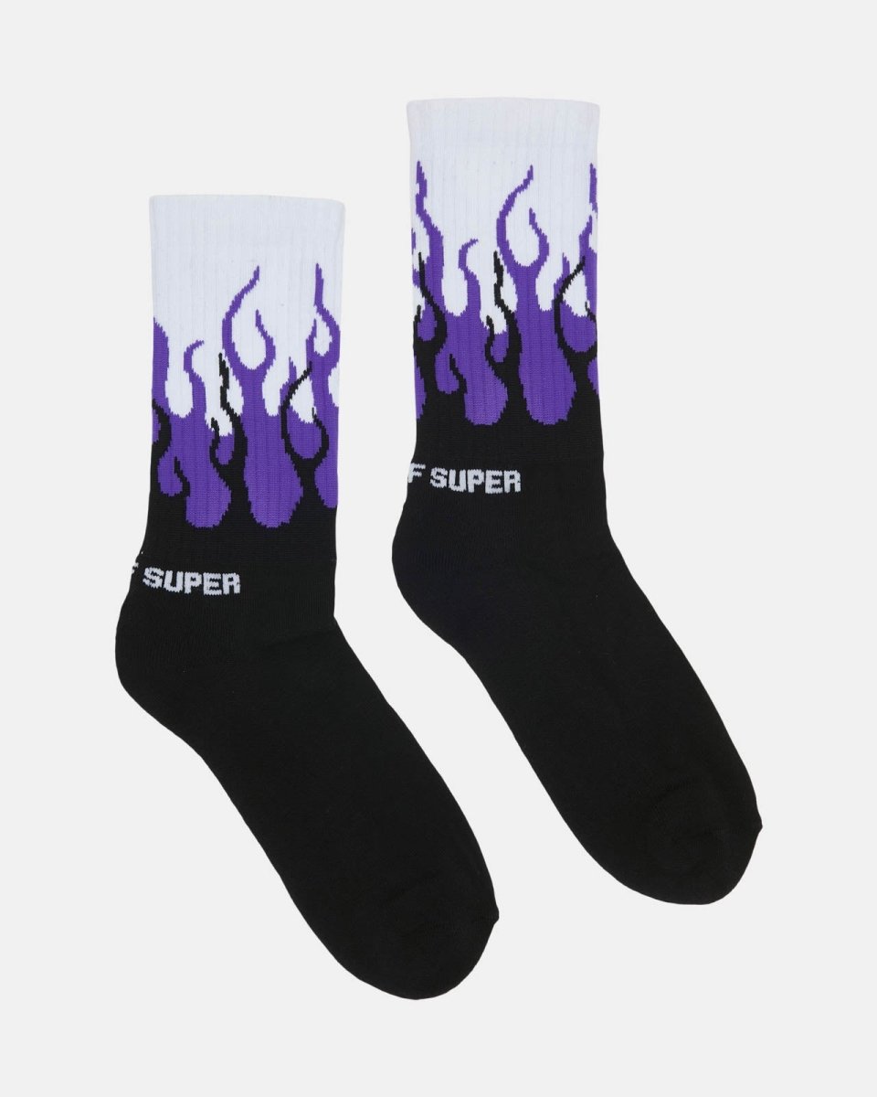 Vision Of Super PURPLE DOUBLE FLAMES SOCKS