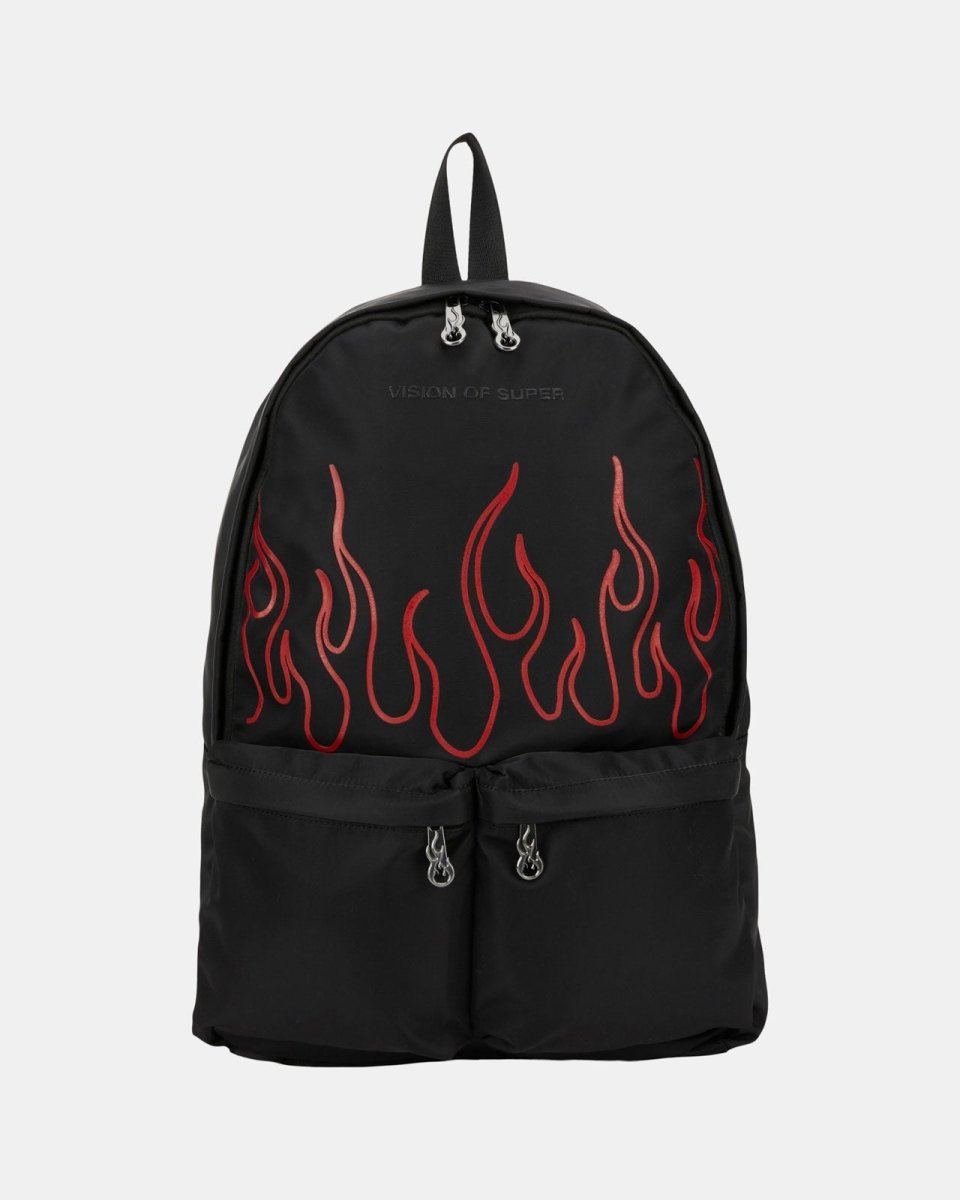 Vision Of Super RED BRICK FLAMES BLACK BACKPACK