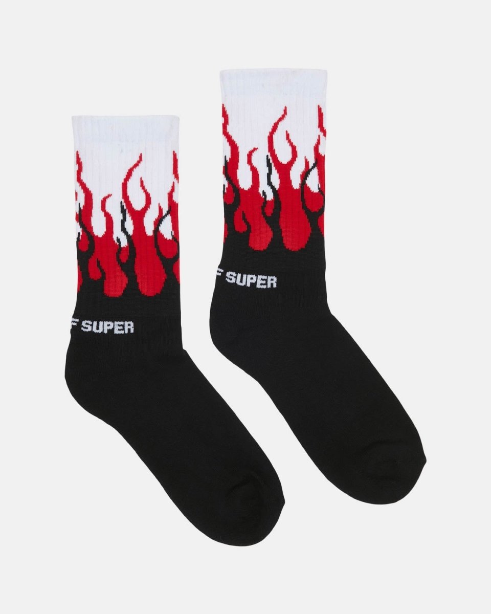 Vision Of Super RED DOUBLE FLAMES SOCKS
