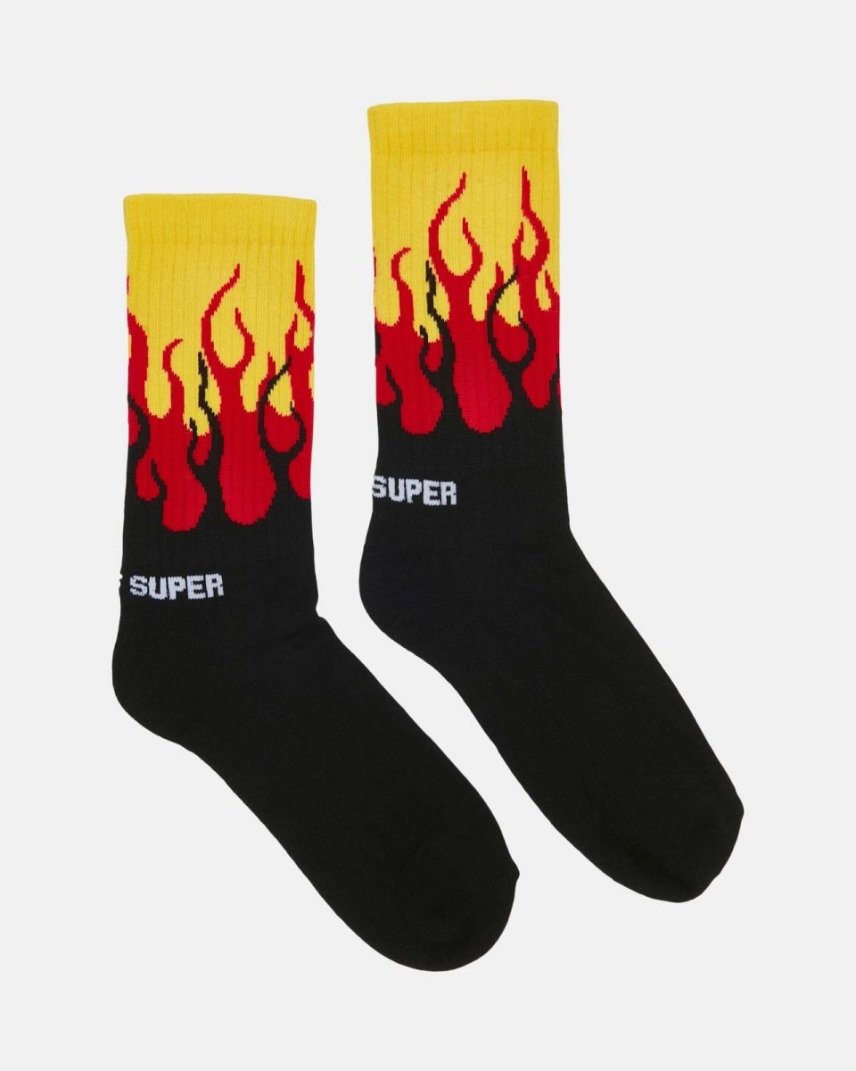 Vision Of Super RED YELLOW DOUBLE FLAMES SOCKS