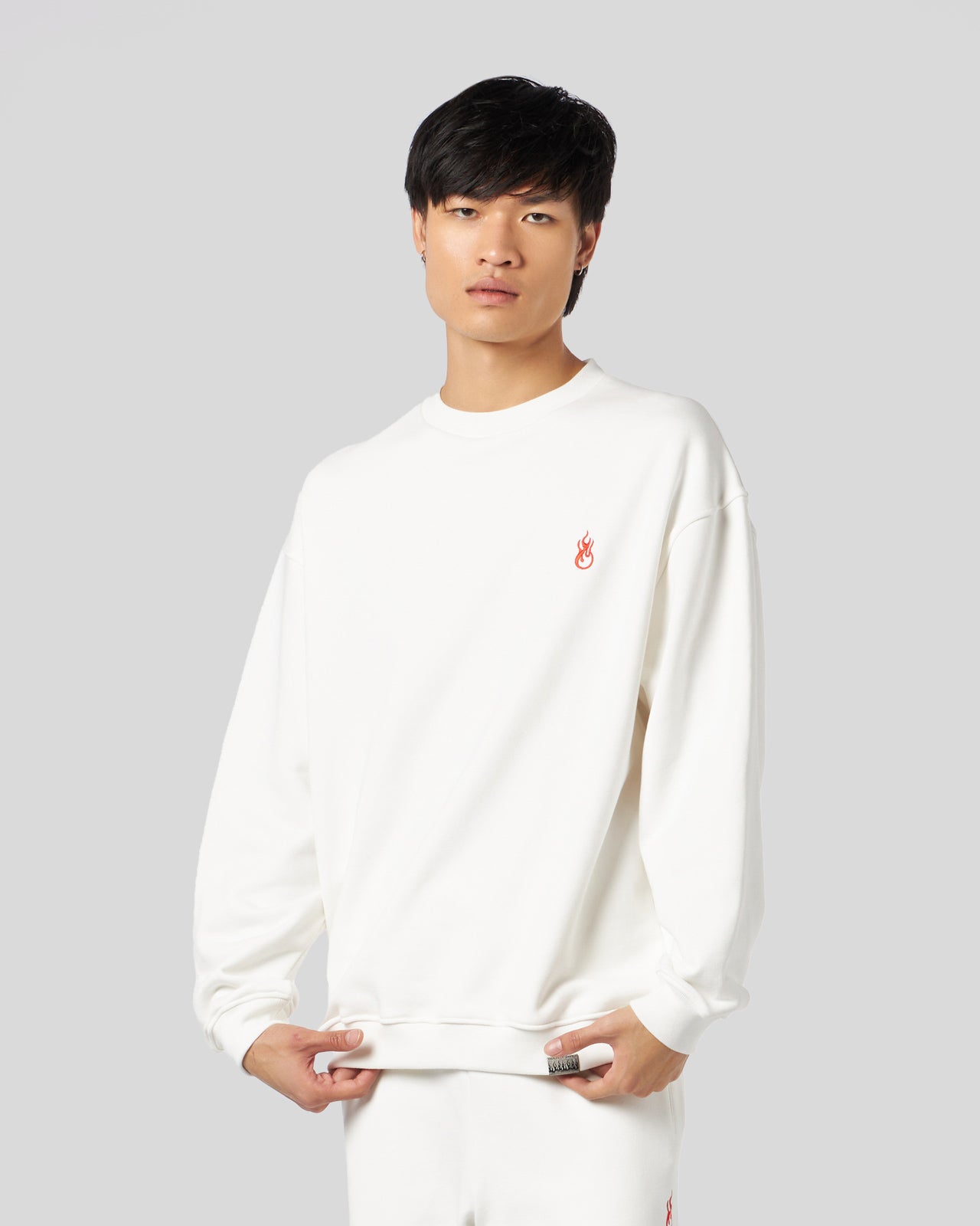 Vision Of Super WHITE CREWNECK WITH FLAMES LOGO