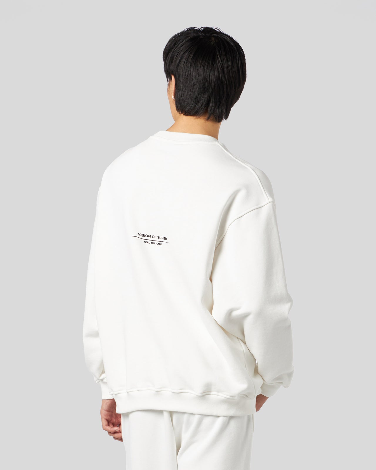 Vision Of Super WHITE CREWNECK WITH FLAMES LOGO