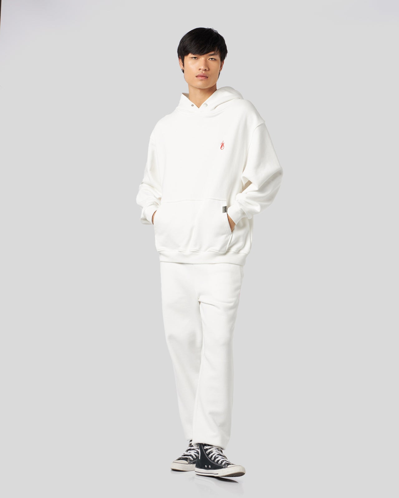 Vision Of Super WHITE HOODIE WITH FLAMES LOGO