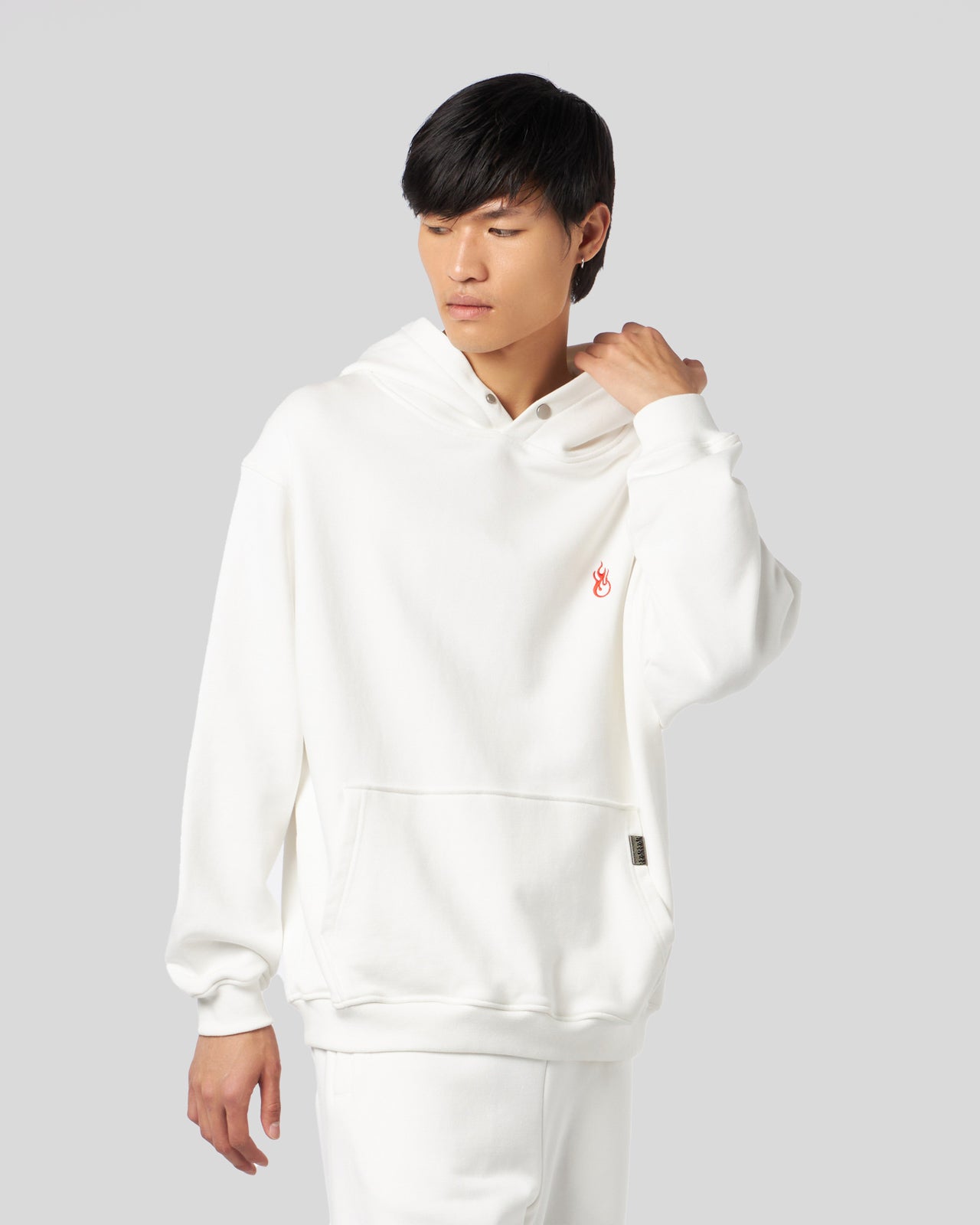 Vision Of Super WHITE HOODIE WITH FLAMES LOGO