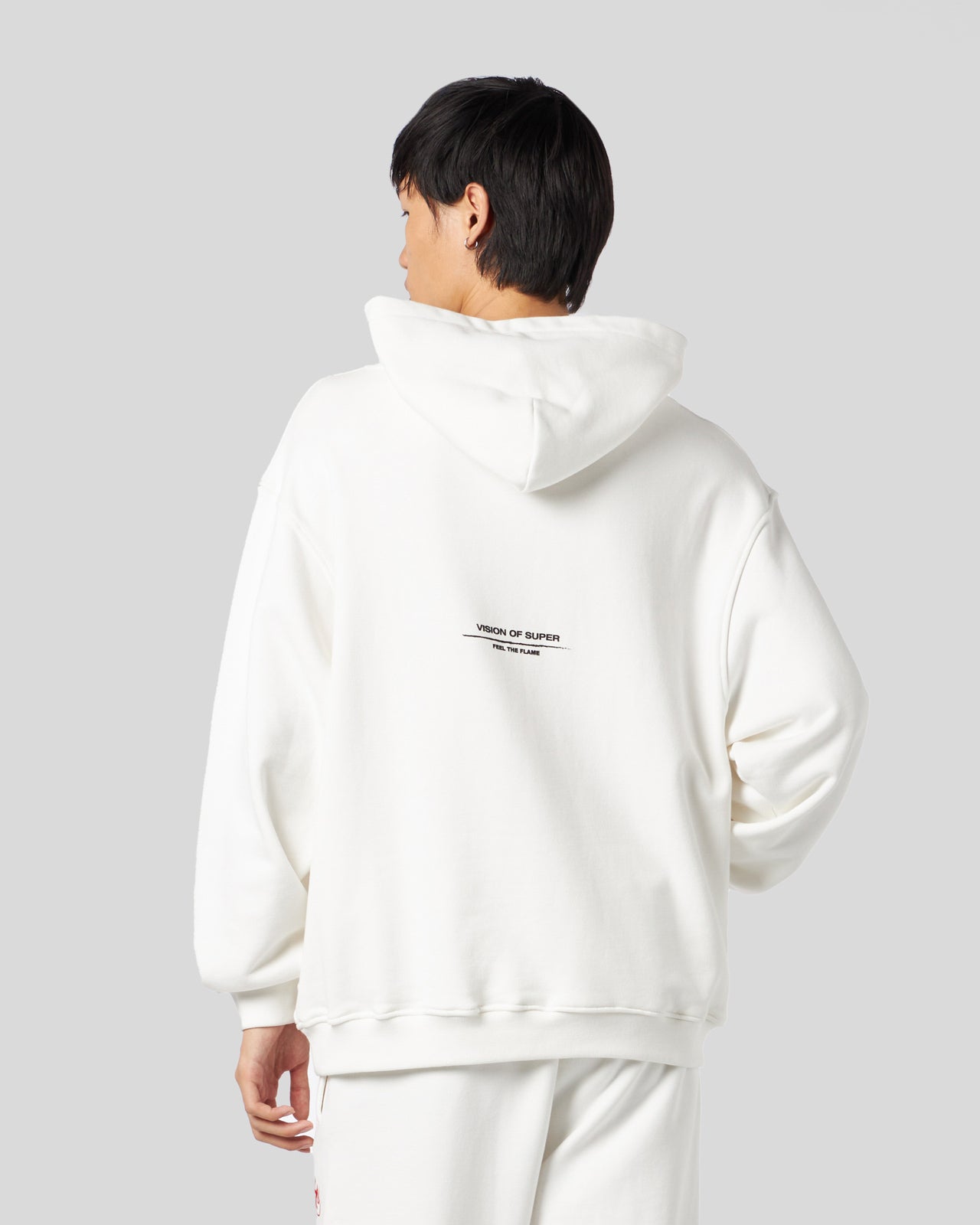 Vision Of Super WHITE HOODIE WITH FLAMES LOGO