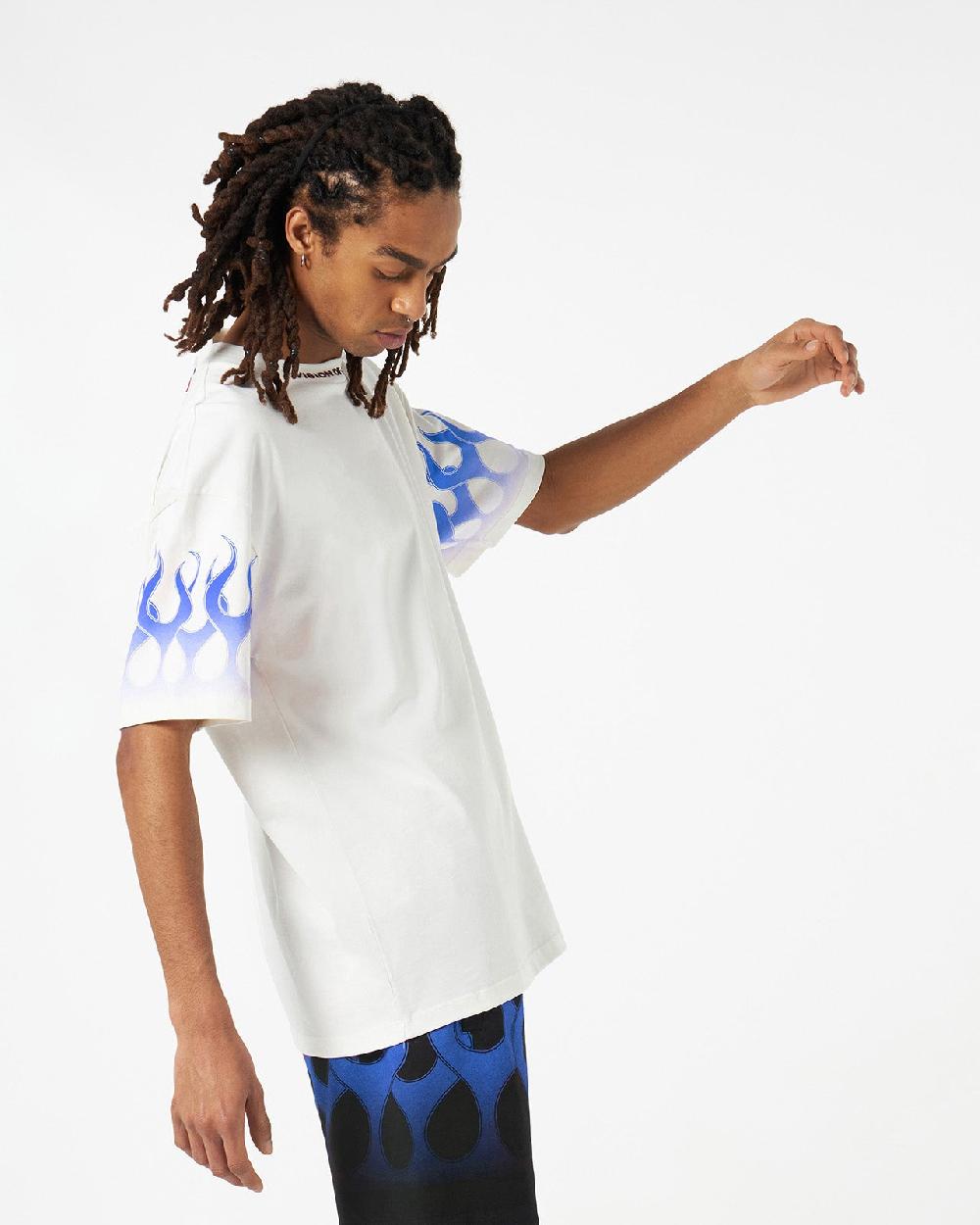 Vision Of Super WHITE T-SHIRT WITH BLUE FLAMES
