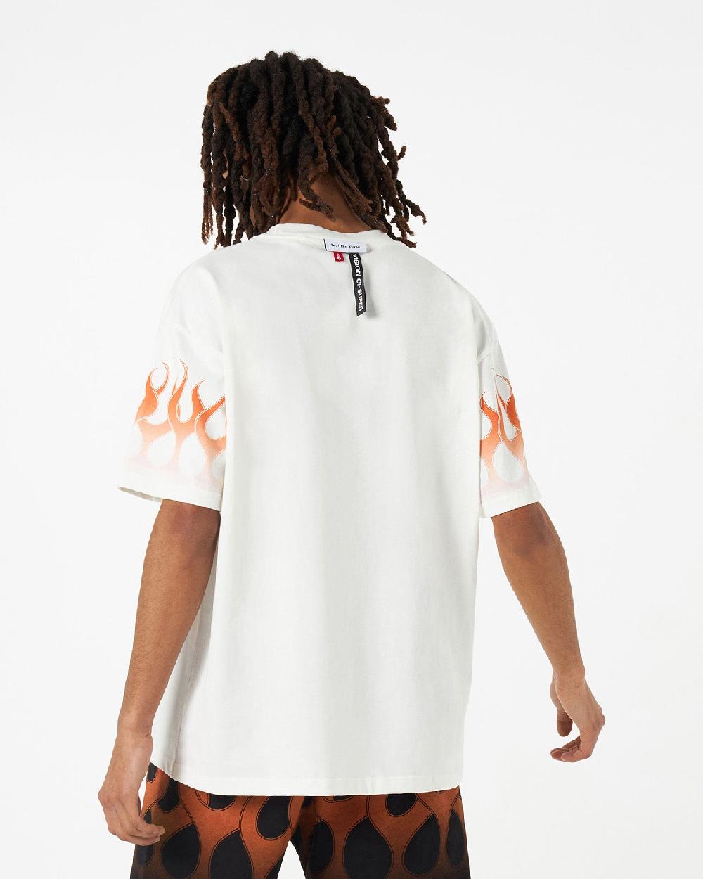 Vision Of Super WHITE T-SHIRT WITH ORANGE FLAMES