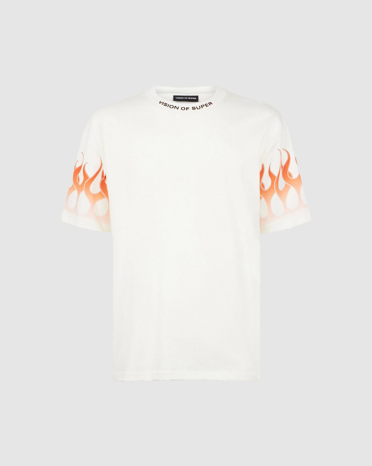 Vision Of Super WHITE T-SHIRT WITH ORANGE FLAMES