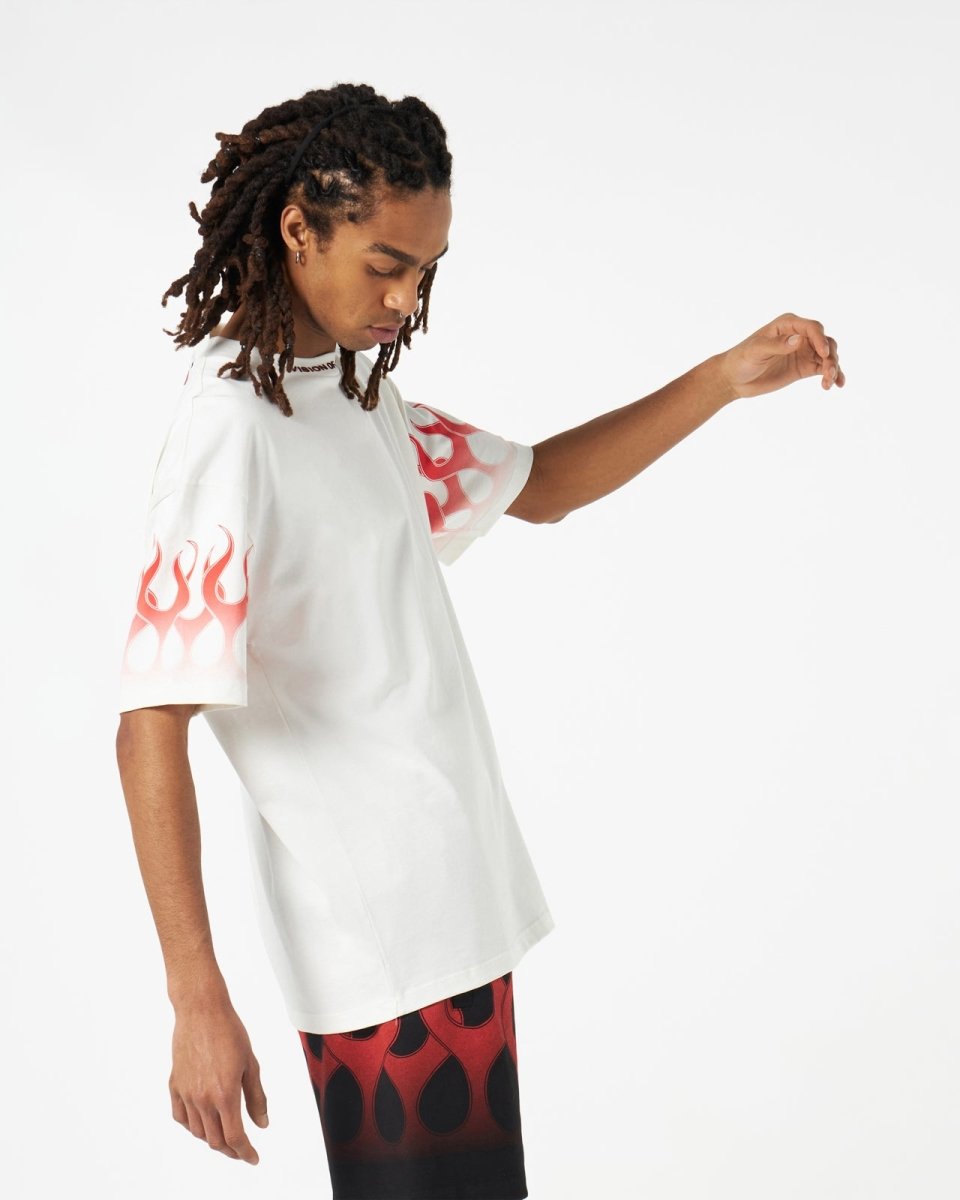 Vision Of Super WHITE T-SHIRT WITH RED FLAMES