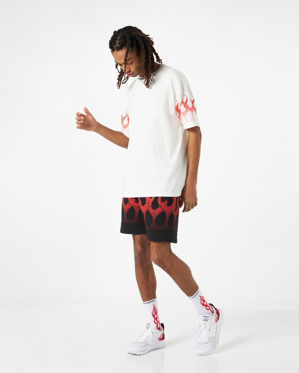 Vision Of Super WHITE T-SHIRT WITH RED FLAMES
