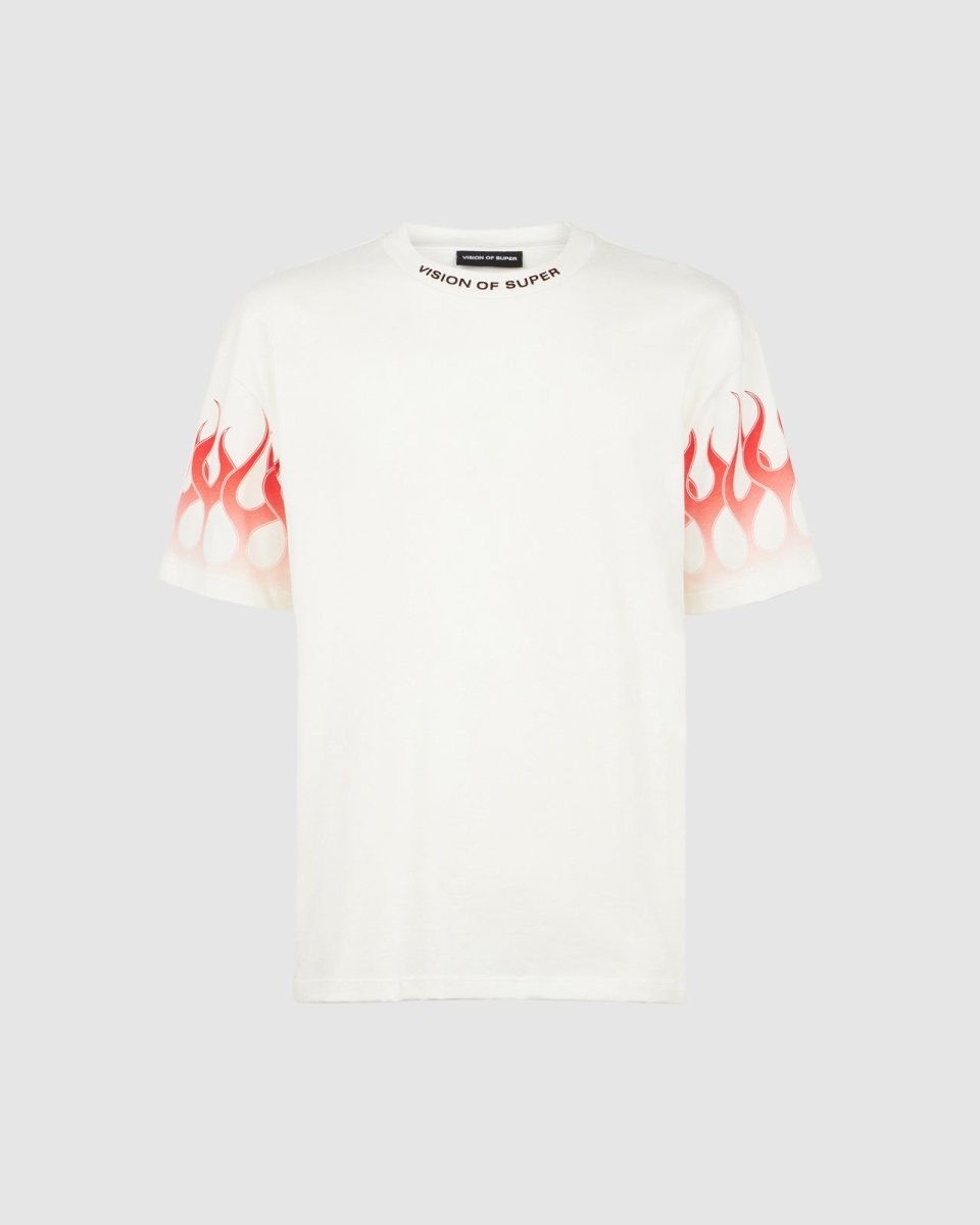 Vision Of Super WHITE T-SHIRT WITH RED FLAMES