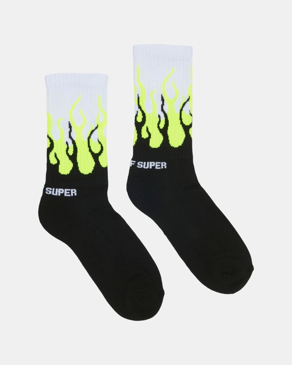 Vision Of Super YELLOW FLUO DOUBLE FLAMES SOCKS