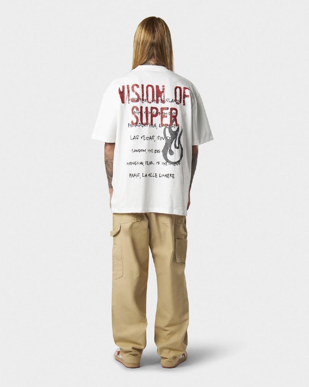 Vision Of Super WHITE T-SHIRT WITH MILITARY VOS PRINT ON BACK AND EMBROIDERED LOGO ON FRONT