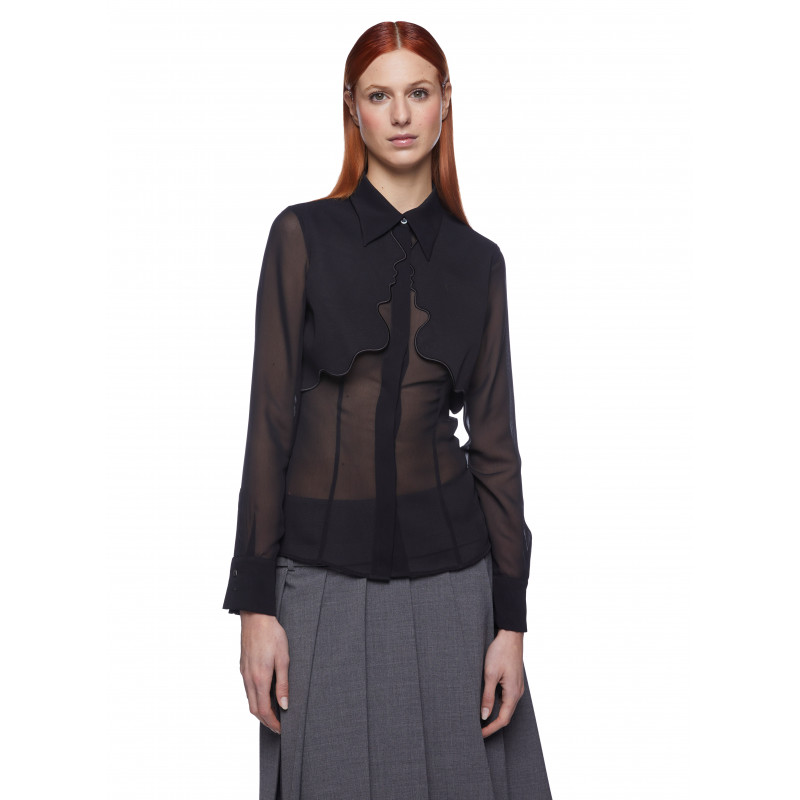 Vivetta CAMICIA CON RICAMO PROFILI GEORGETTE