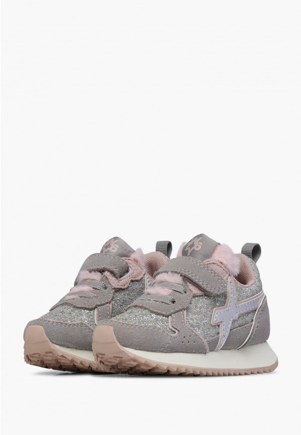 W6yz Sneaker In Tessuto Tecnico E Suede Argento -JET-BABY