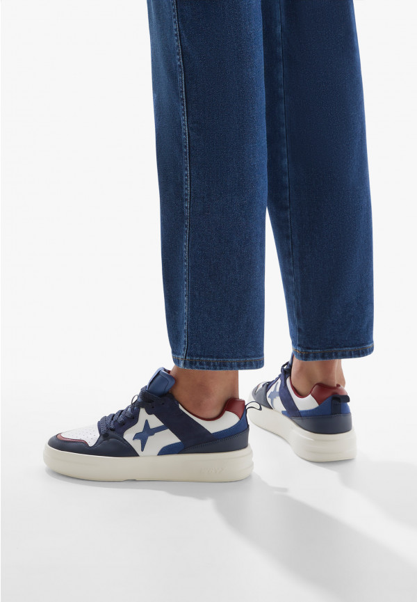 W6yz Sneakers In Ecopelle E Suede Bianco-Blu -BOND 2-M