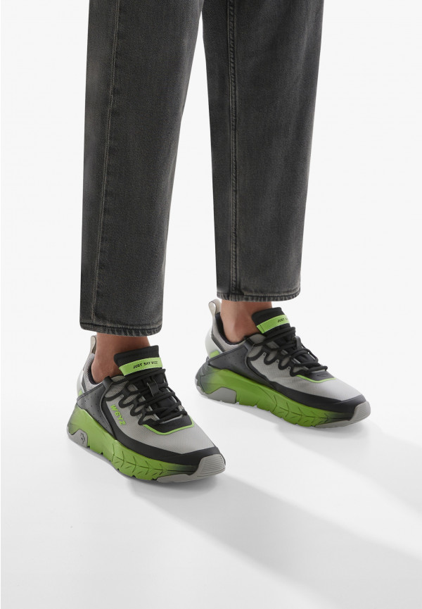 W6yz Sneakers In Ecopelle E Tessuto Tecnico Grigio -WILL-M