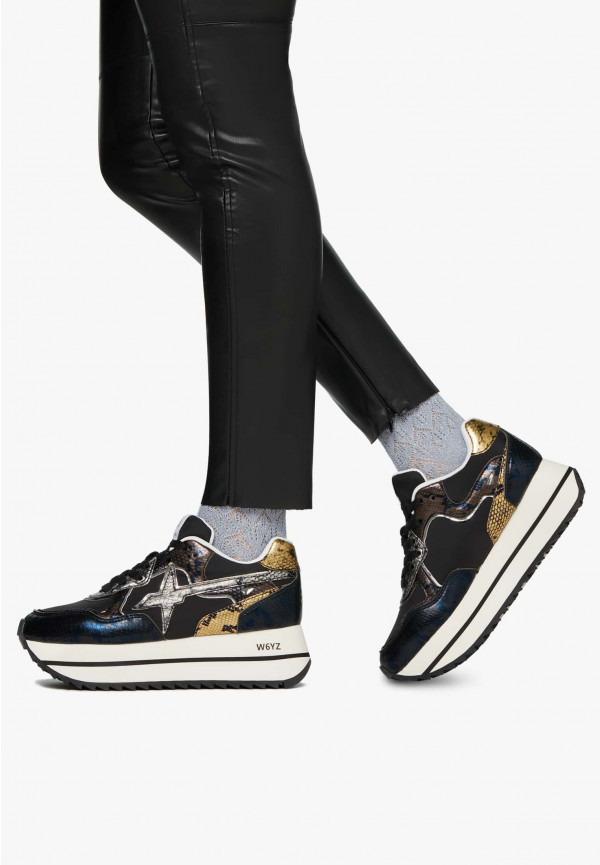 W6yz Sneakers In Pelle E Tessuto Tecnico Nero -DEVA W