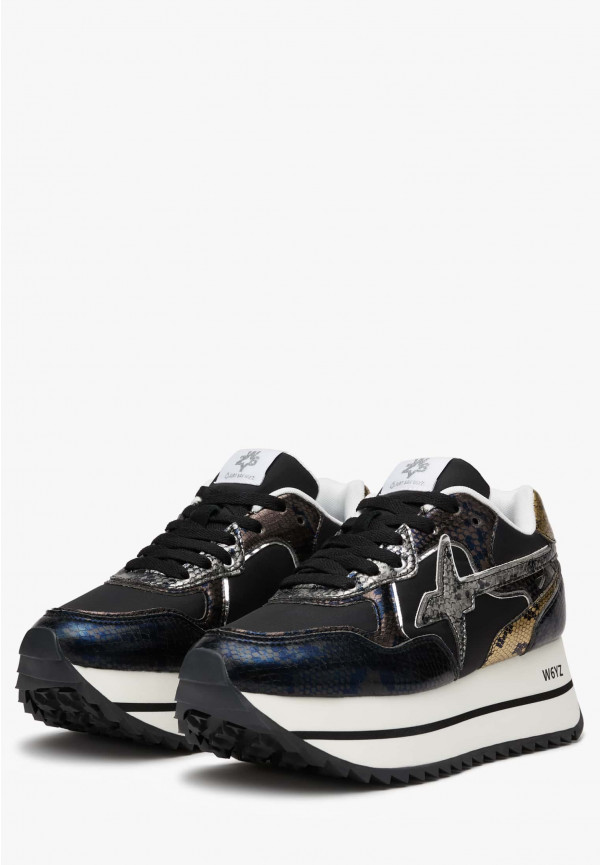 W6yz Sneakers In Pelle E Tessuto Tecnico Nero -DEVA W