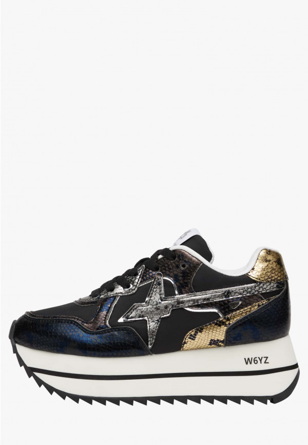 W6yz Sneakers in pelle e tessuto tecnico Nero -DEVA W