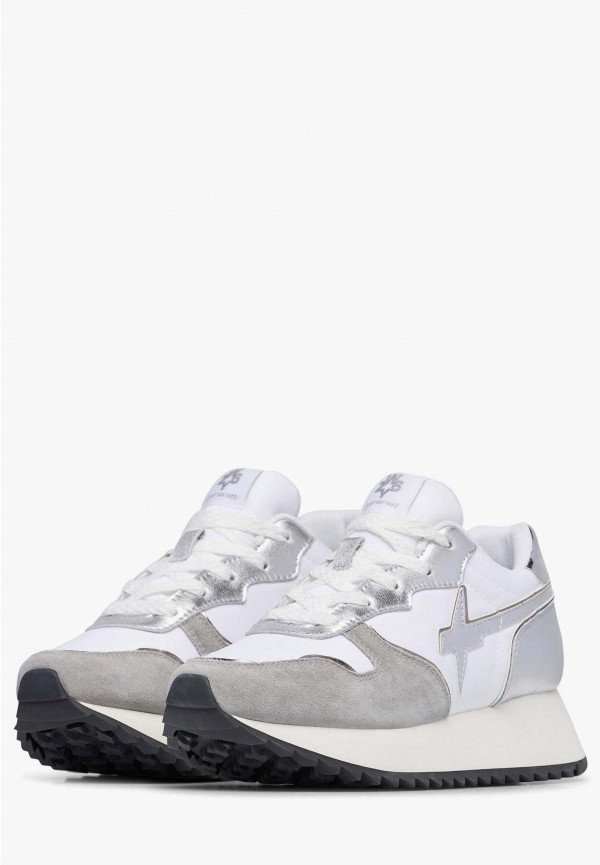 W6yz Sneakers In Suede E Tessuto Tecnico Bianco-Argento -JET-W