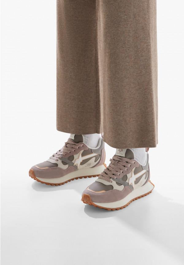 W6yz Sneakers In Suede E Tessuto Tecnico Bianco-Grigio -LOOP-W