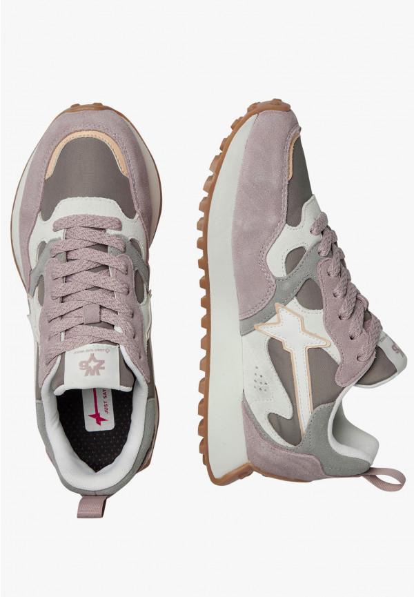 W6yz Sneakers In Suede E Tessuto Tecnico Bianco-Grigio -LOOP-W