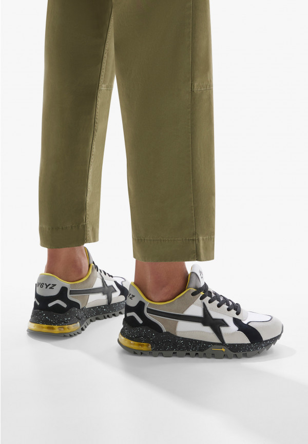 W6yz Sneakers In Suede E Tessuto Tecnico Bianco-Grigio -BREEZE 3-M