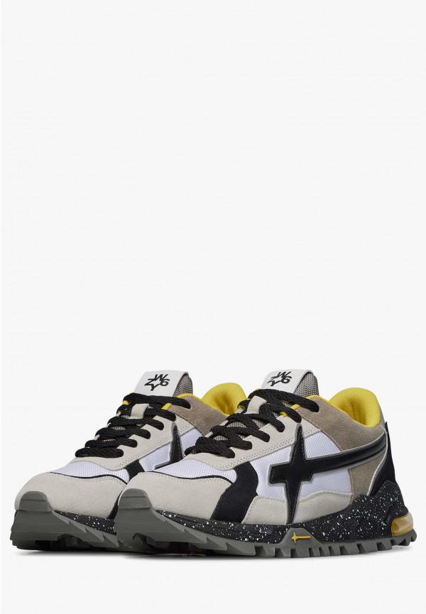 W6yz Sneakers In Suede E Tessuto Tecnico Bianco-Grigio -BREEZE 3-M
