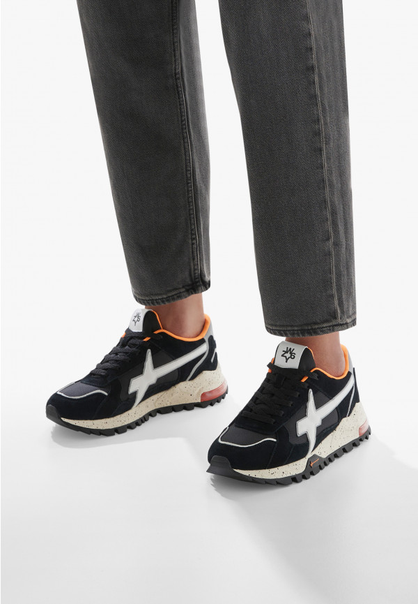 W6yz Sneakers In Suede E Tessuto Tecnico Bianco-Nero -BREEZE 3-M