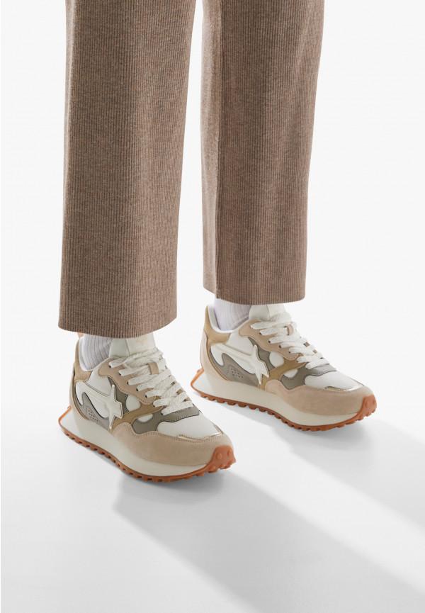 W6yz Sneakers In Suede E Tessuto Tecnico Bianco Panna -LOOP-W