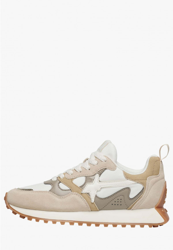 W6yz Sneakers in suede e tessuto tecnico Bianco panna -LOOP-W