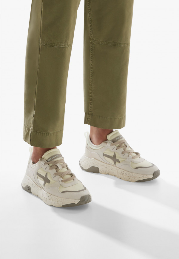 W6yz Sneakers In Suede E Tessuto Tecnico Bianco Panna -NEXT-M