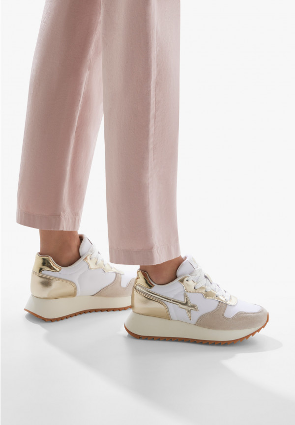 W6yz Sneakers In Suede E Tessuto Tecnico Bianco-Platino -JET-W