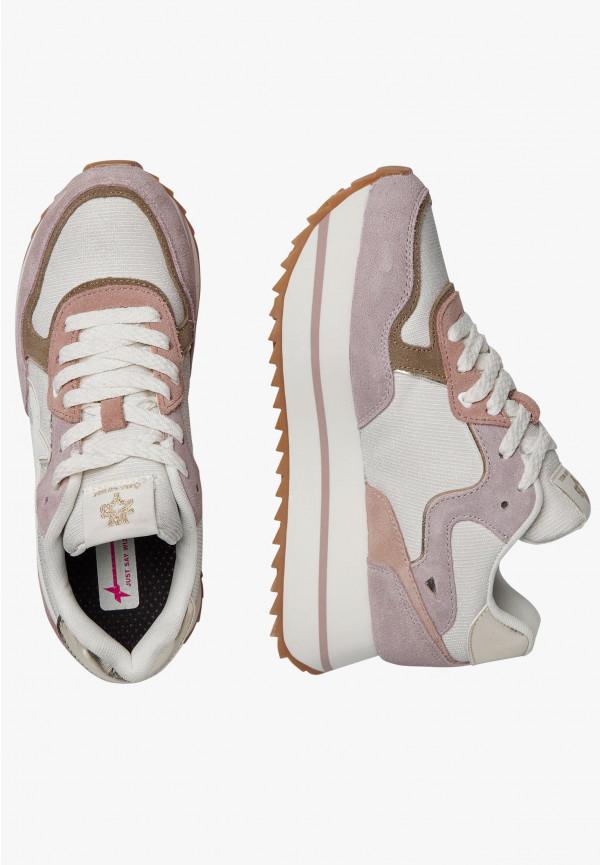 W6yz Sneakers In Suede E Tessuto Tecnico Bianco-Rosa -DEVA W