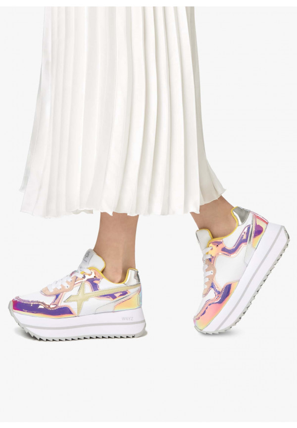 W6yz Sneakers In Suede E Tessuto Tecnico Bianco-Rosa -DEVA W