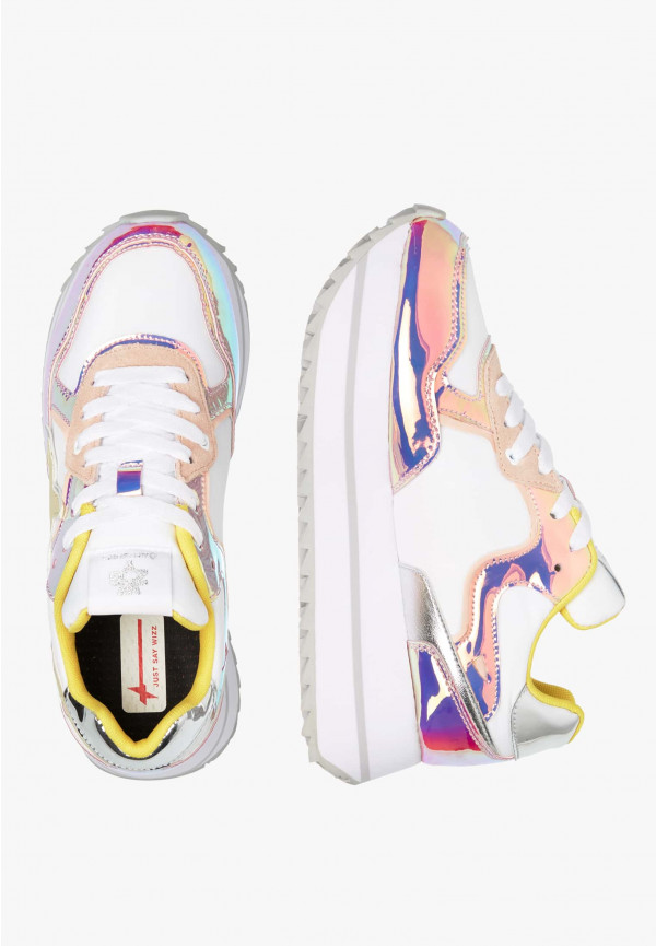 W6yz Sneakers In Suede E Tessuto Tecnico Bianco-Rosa -DEVA W