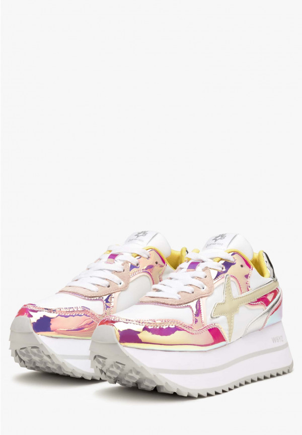 W6yz Sneakers In Suede E Tessuto Tecnico Bianco-Rosa -DEVA W