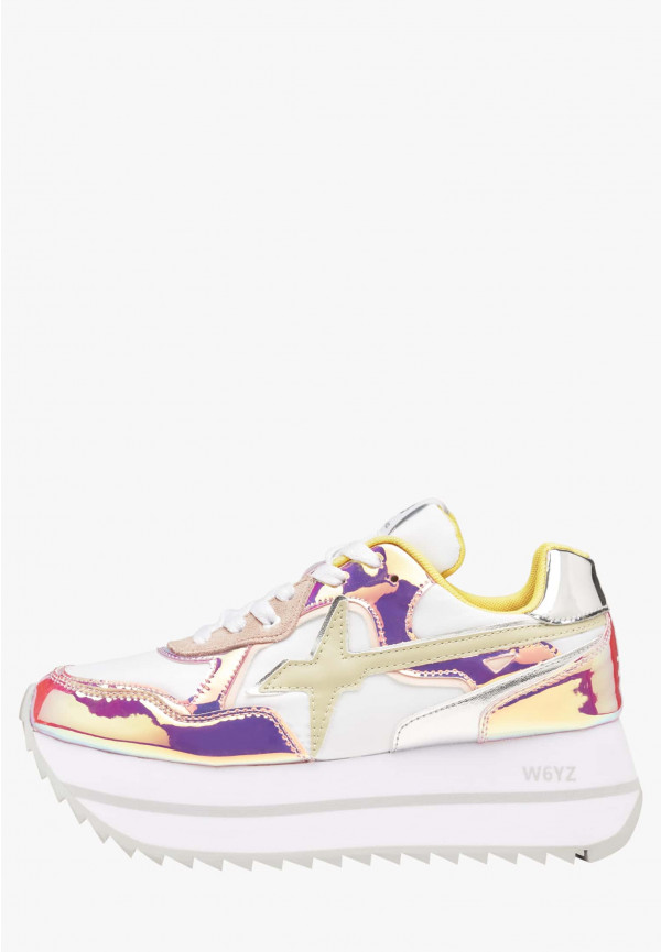 W6yz Sneakers in suede e tessuto tecnico Bianco-Rosa -DEVA W