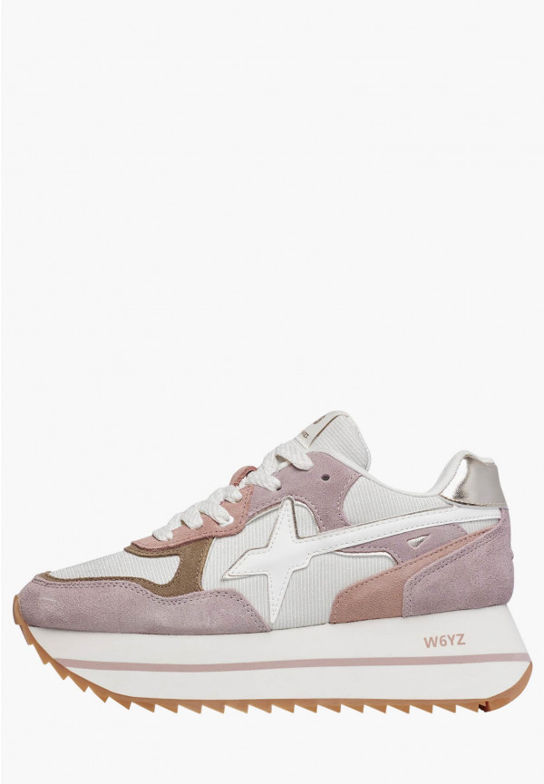 W6yz Sneakers in suede e tessuto tecnico Bianco-Rosa -DEVA W